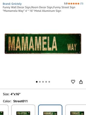 Mamamela Way Metal Street Sign - Green & Gold